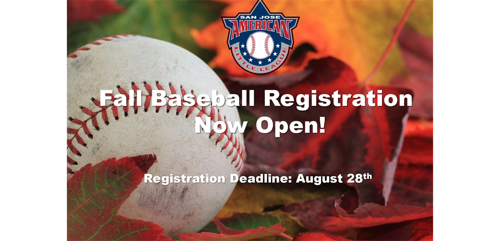 Fall Baseball Registration Now Open